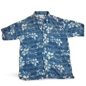 Columbia Sportswear Men's GRT Button-Up Shirt L Blue Floral Print Casual Hiking